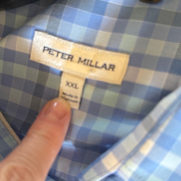 TWO!!  Peter Millar shirts, one is blue and one is white, both size XXL - Picture 3 of 9